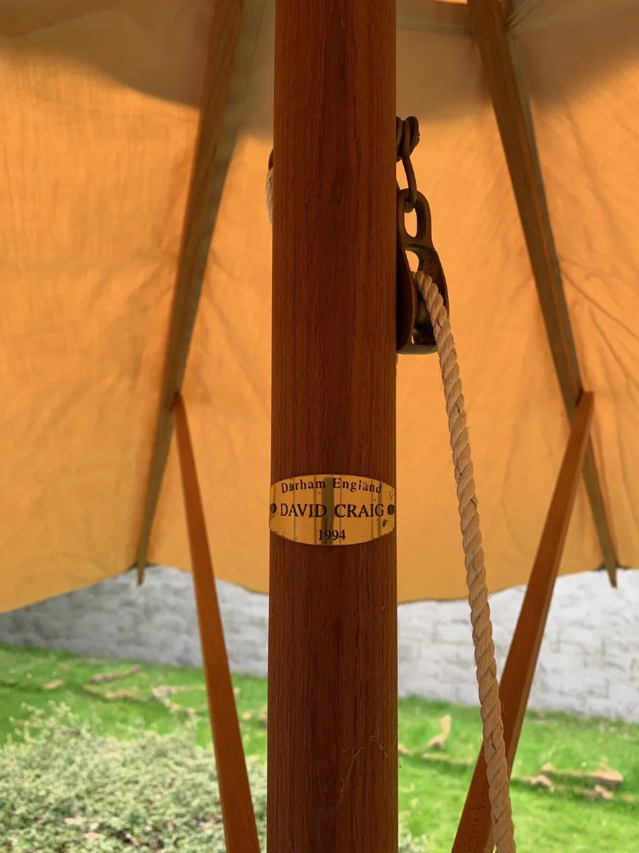 Wooden Garden  Parasol/Umbrella with Base - Image 2