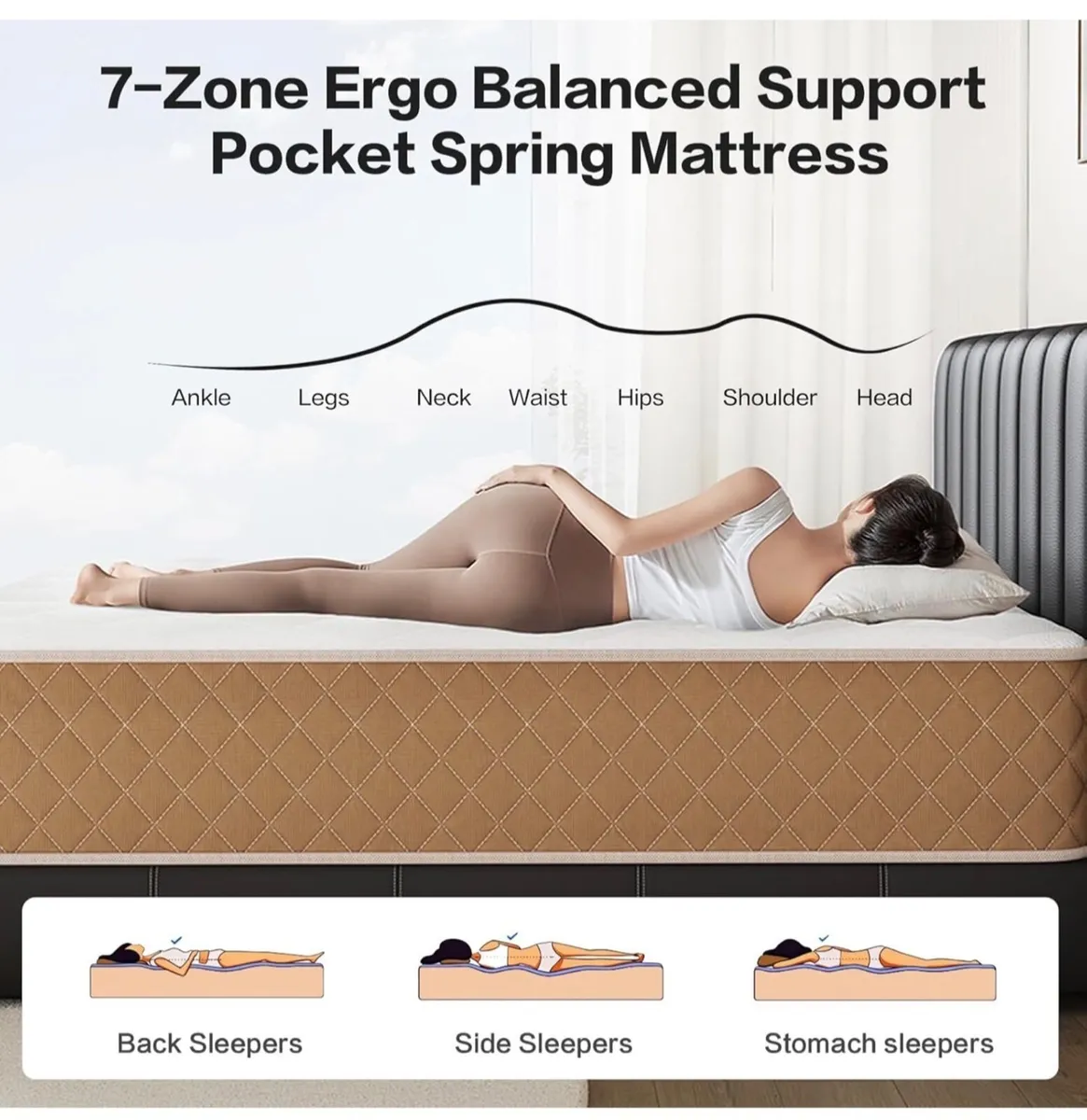 Double Mattresses 4FT6 Memory Foam Mattress, 7-Zon - Image 3