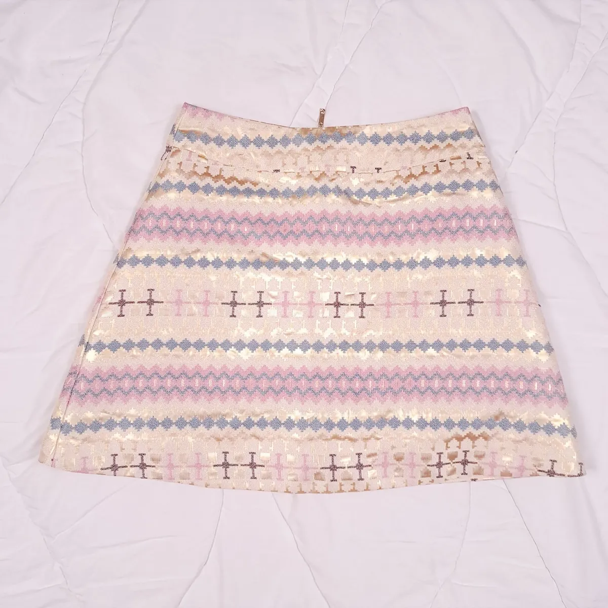 Traffic People Gold Pink Geometric Mini Skirt S - Image 1