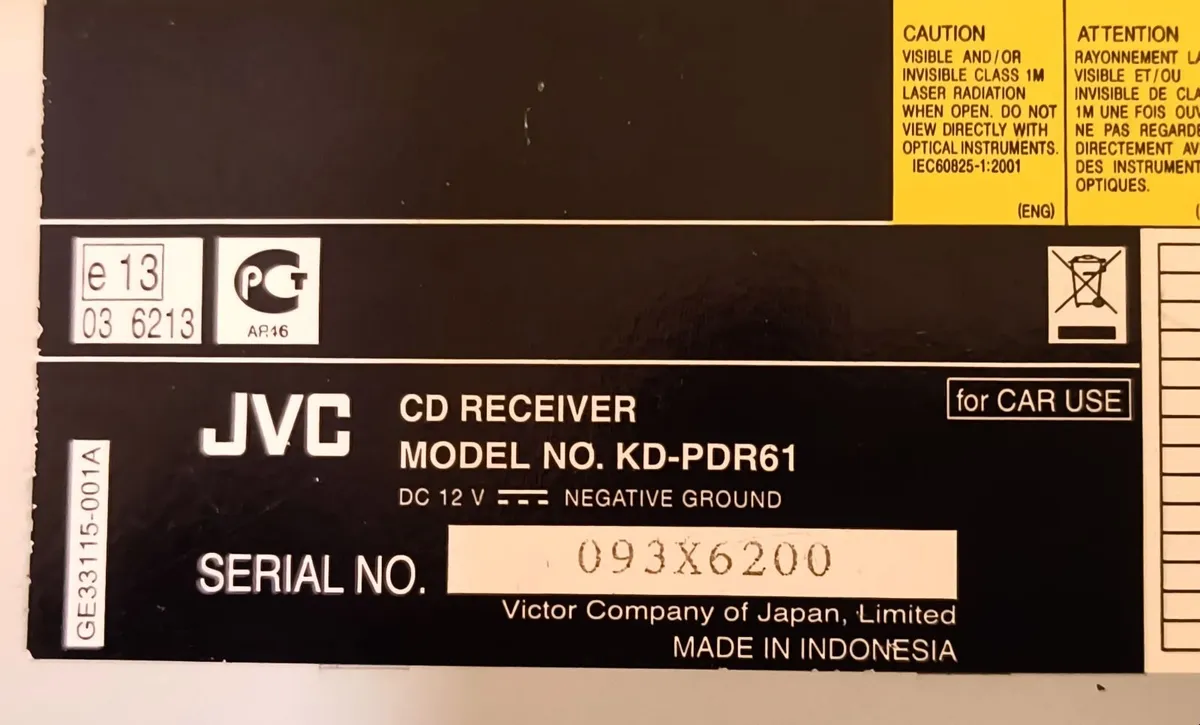 Radio USB CD MP3 Receiver JVC KD-PDR61 - Image 4
