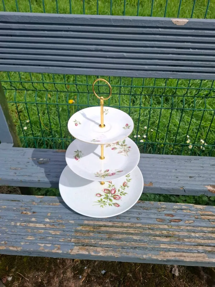 Rose china cake stand postage possible - Image 2