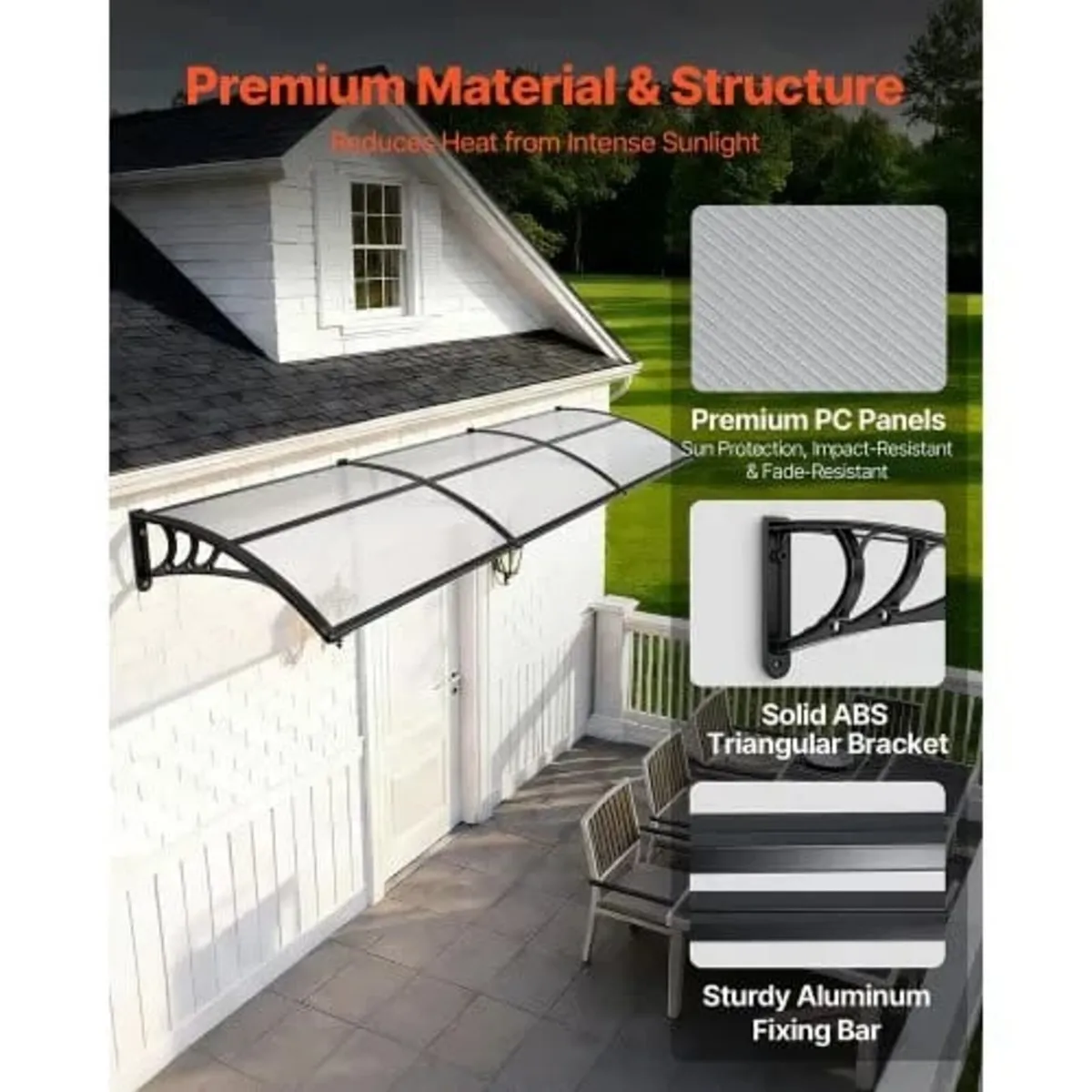 Window Door Awning Canopy 101.6 x 101.6 cm, UPF 50 - Image 2