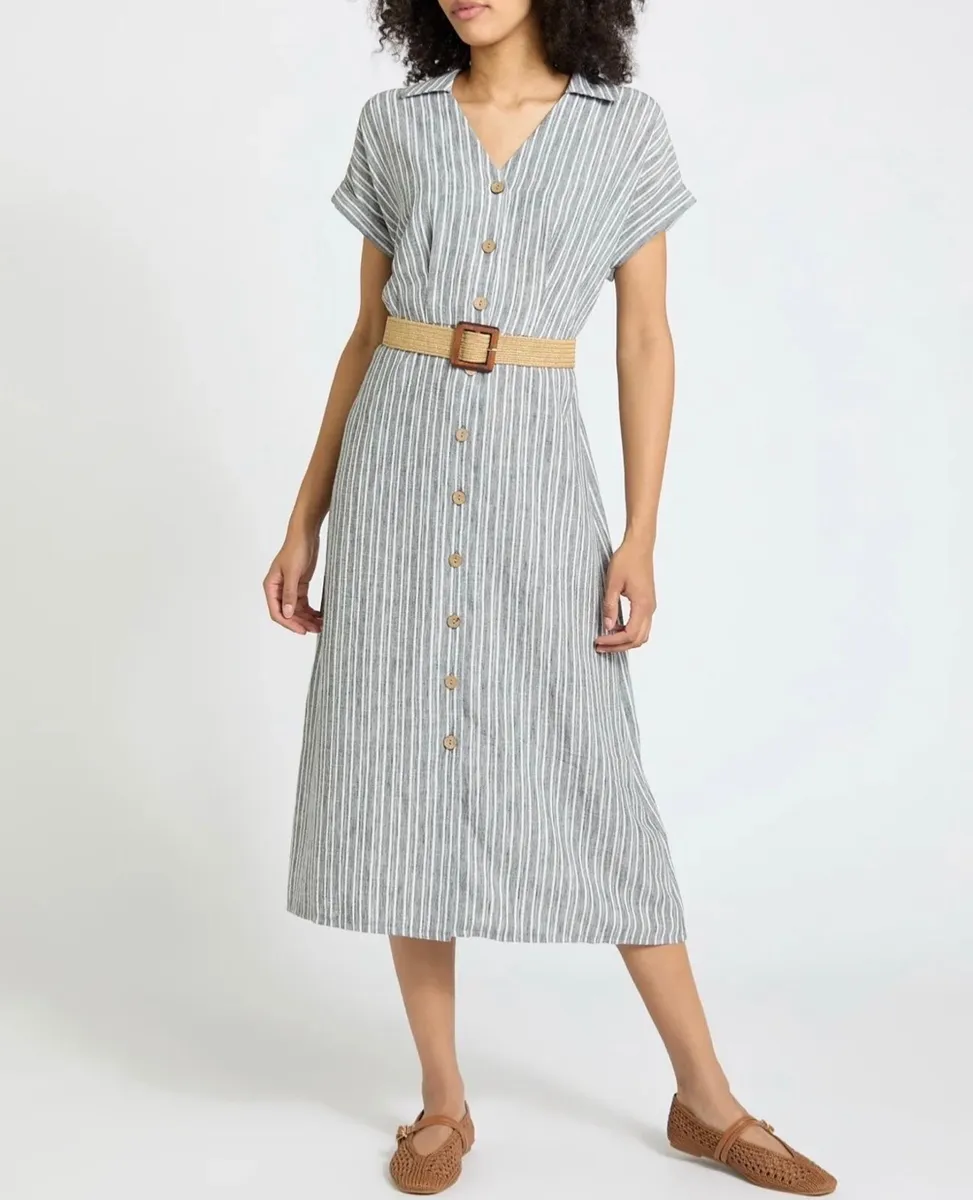 NEW Stripe Belted Midi Dress: Size 10 and 12