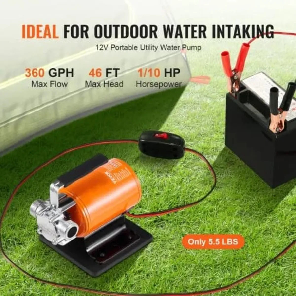 Water Transfer Pump, 12V DC 23 L/min(360 GPH) 75W( - Image 2