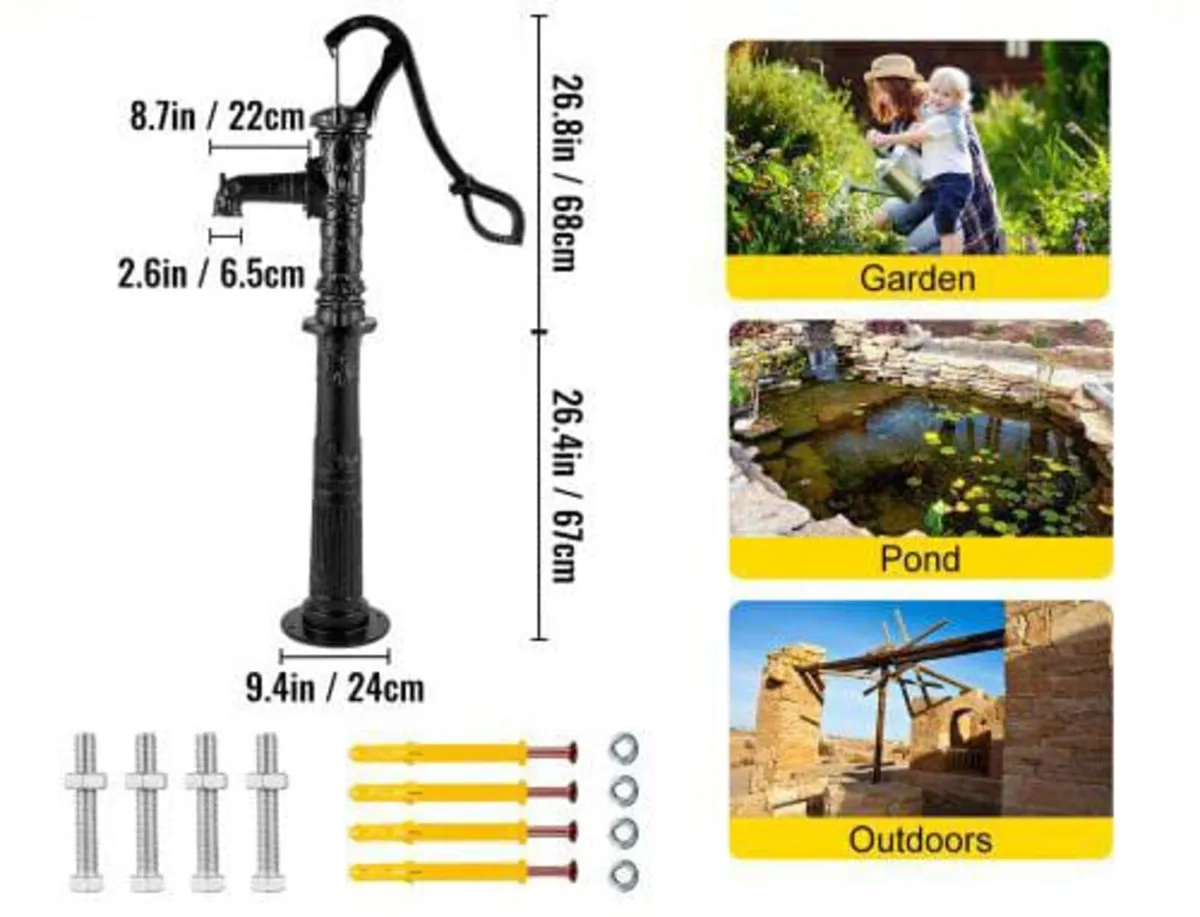 Hand Water Pump with Stand, 40 x 23.9 x 135 cm(15. - Image 3