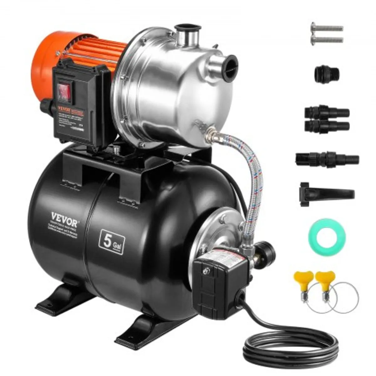 745 W(1 HP) Shallow Well Pump with Pressure Tank, - Image 1