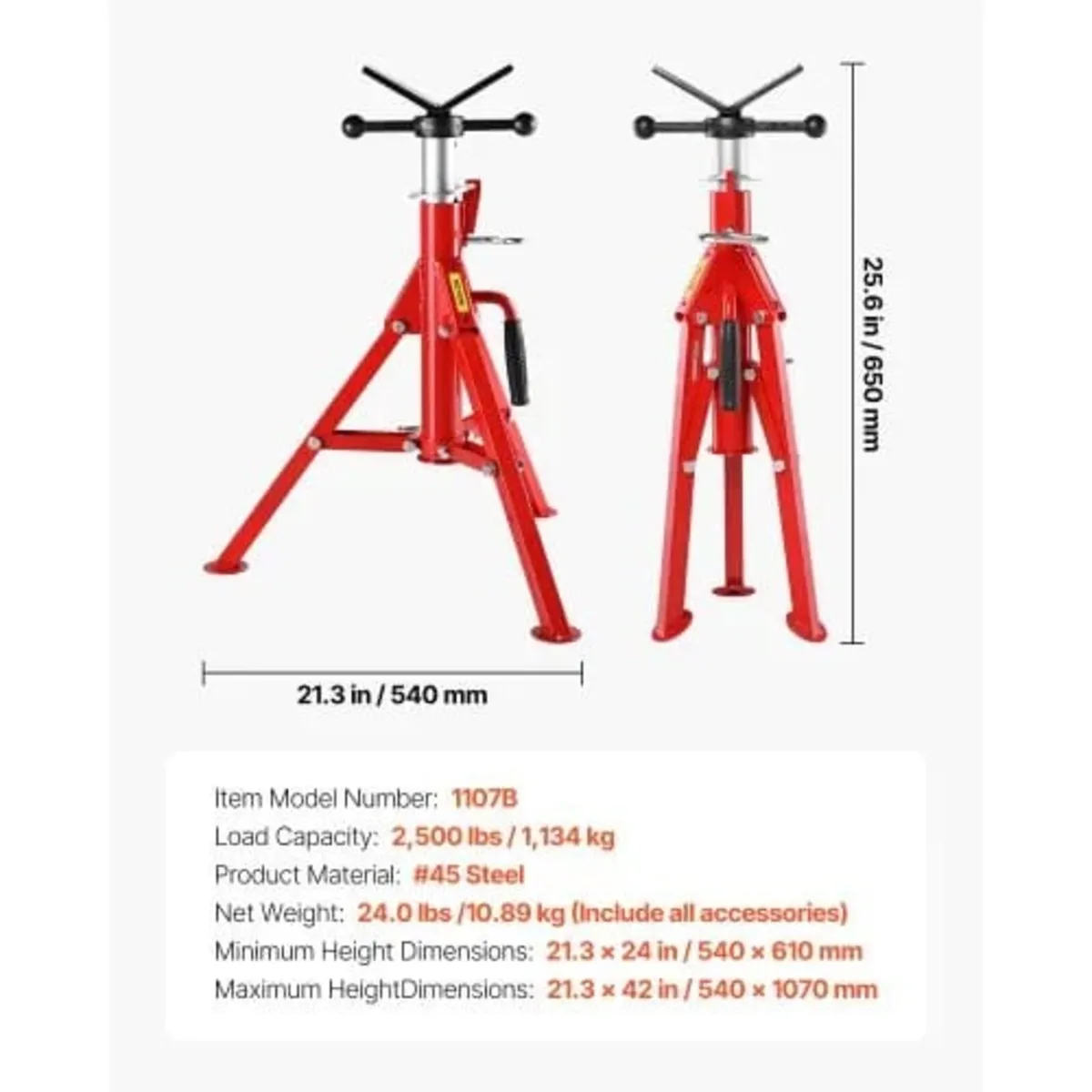 V Head Pipe Stand 1/8"-12" Capacity, Adjustable He - Image 3