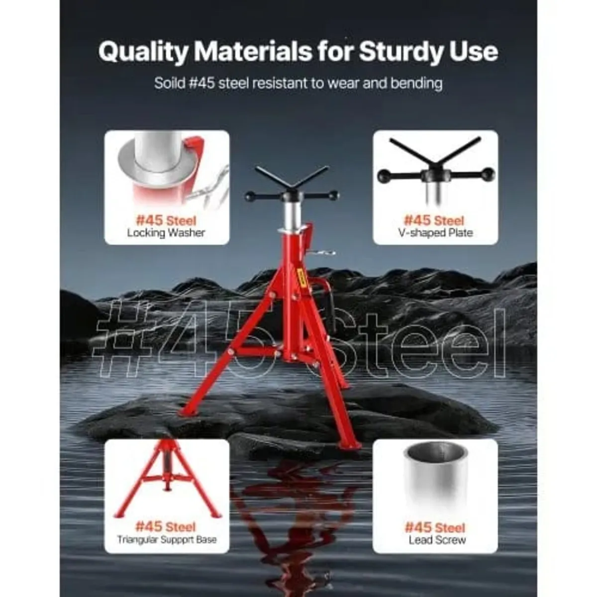 V Head Pipe Stand 1/8"-12" Capacity, Adjustable He - Image 4