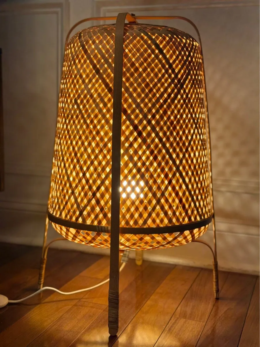 Vintage ikea bamboo rattan floor lamp - Image 3