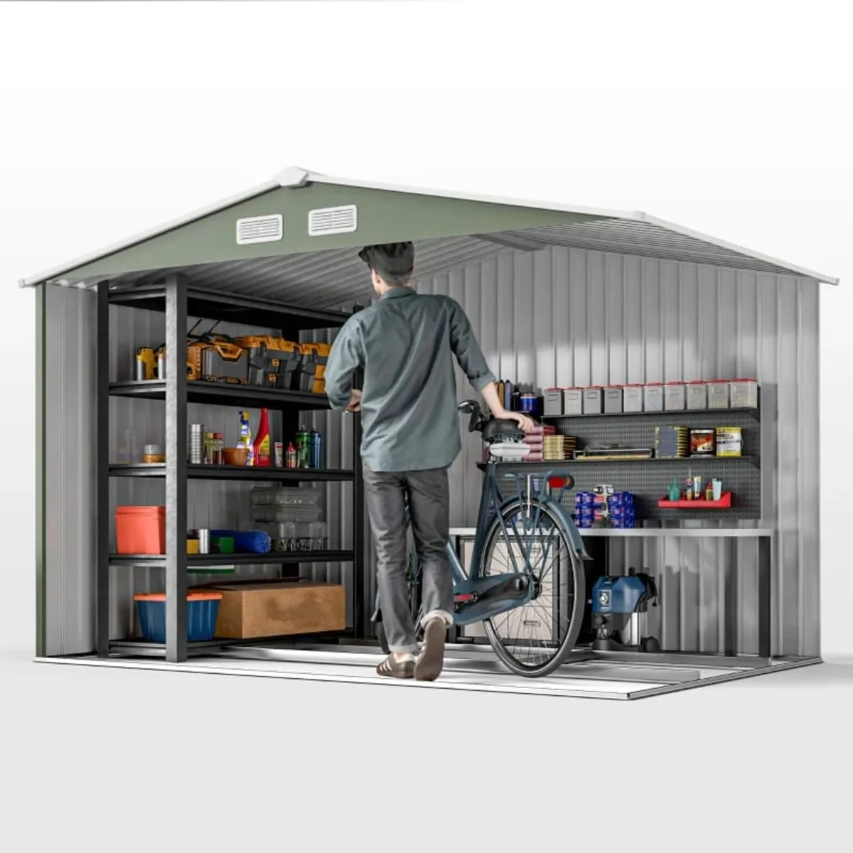 9 x 6ft Garden Metal Storage Shed, Outdoor Storage - Image 4