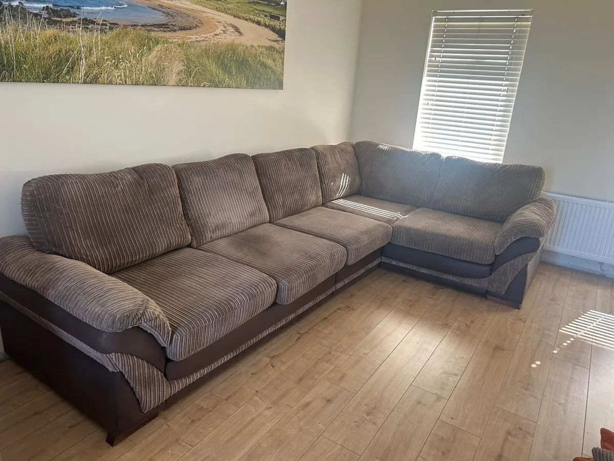Large corner sofa and cuddle chair with footstool - Image 2