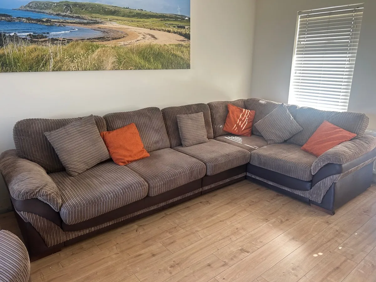 Large corner sofa and cuddle chair with footstool - Image 1