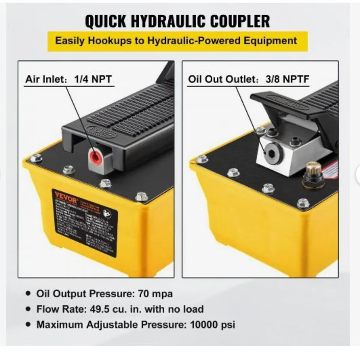 Air Hydraulic Pump, 10,000 PSI Hydraulic Foot - Image 1