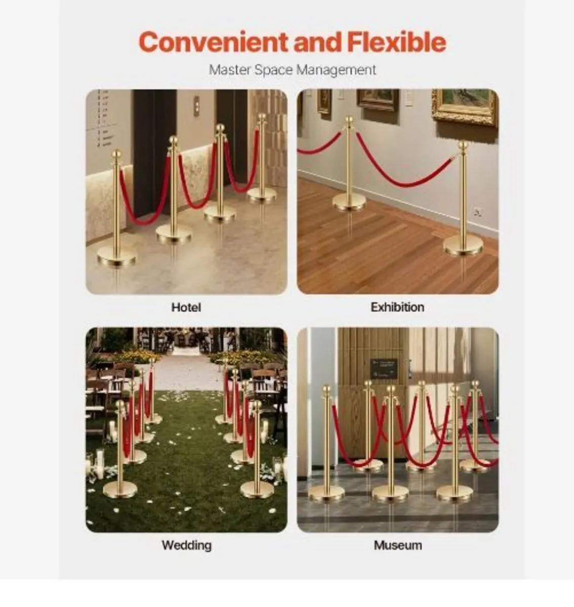 Stanchion Post, 8 Pcs Crowd Control Barrier Set - Image 2