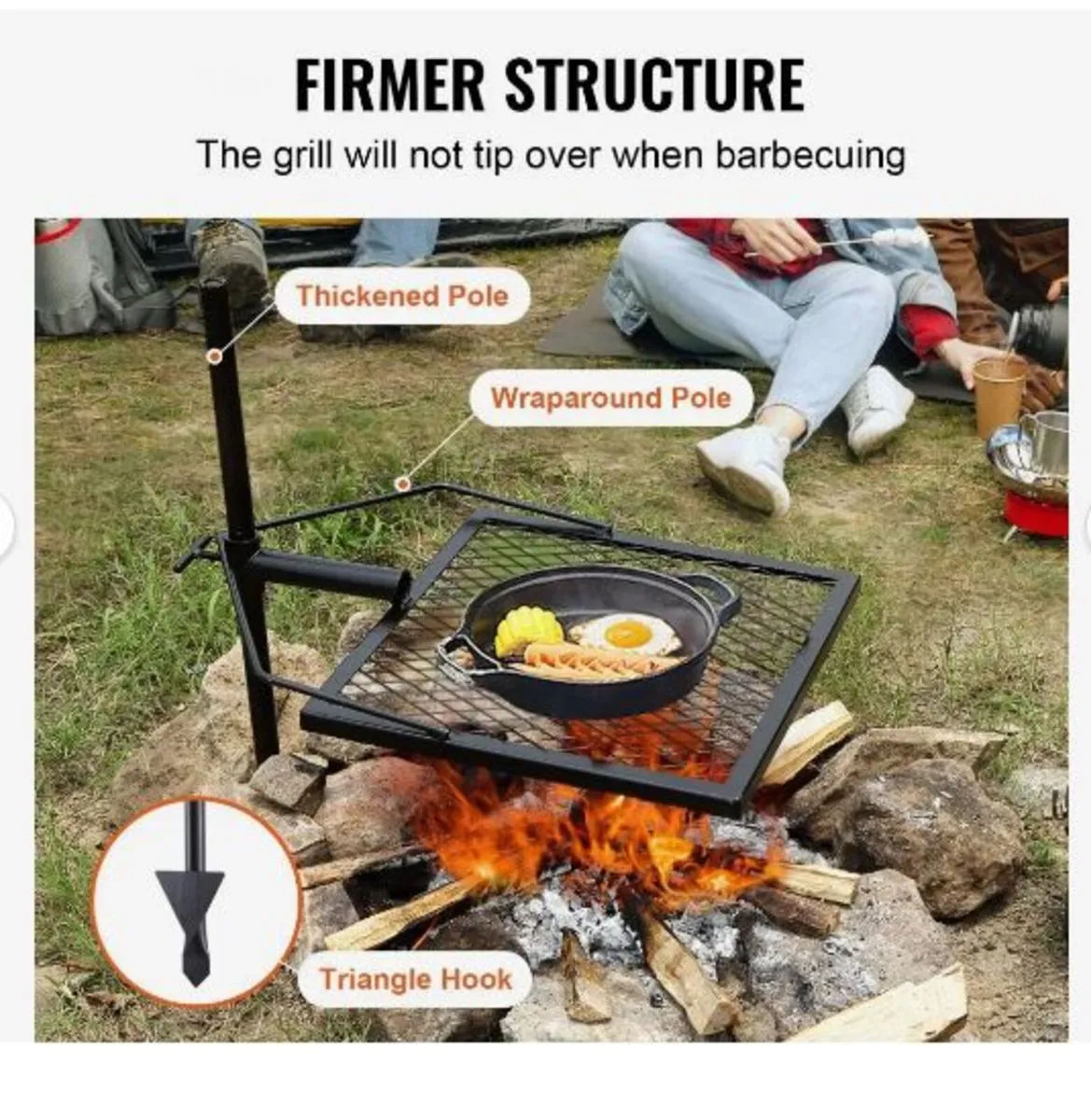 Swivel Campfire Grill Heavy Duty Steel - Image 3