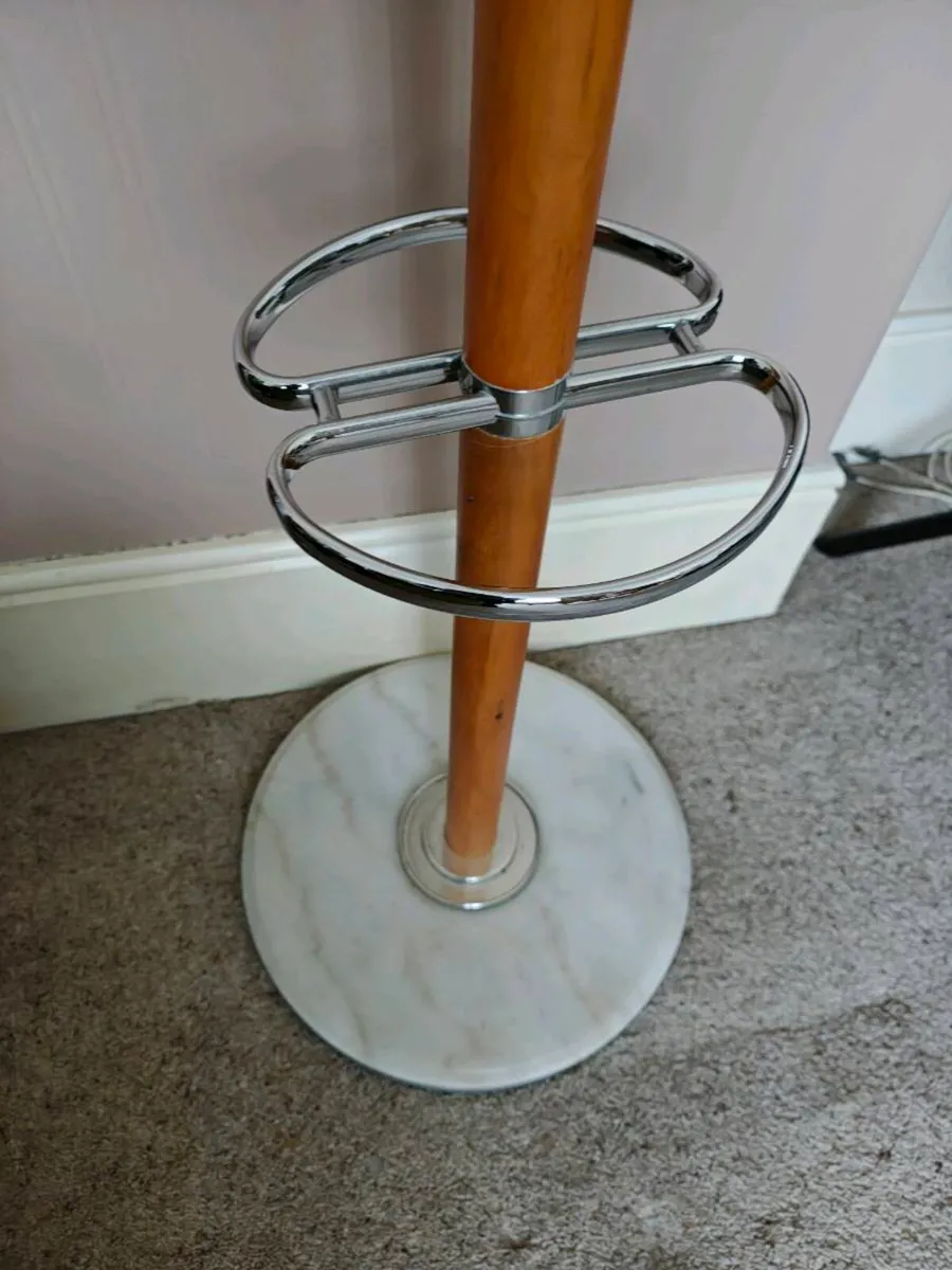 Coat Stand – Wood, Chrome & Marble Base - Image 4
