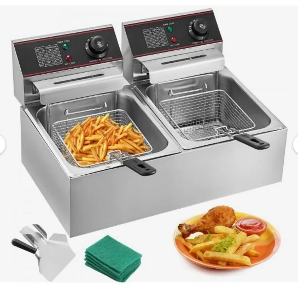 Double Deep Fat Fryer Large 5000W - Image 2