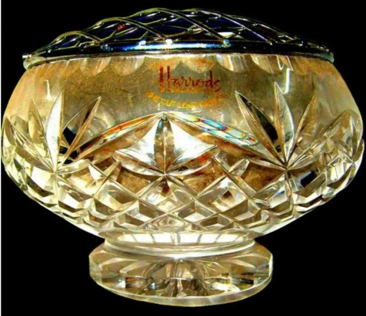 Vintage Harrods Crystal Rose Bowl - Image 1