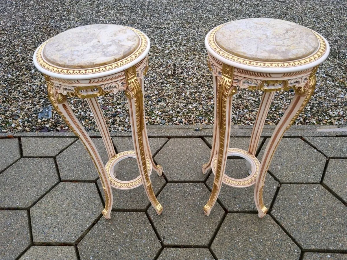 2 Large Egyptian Stands Granite Top  (New) - Image 1