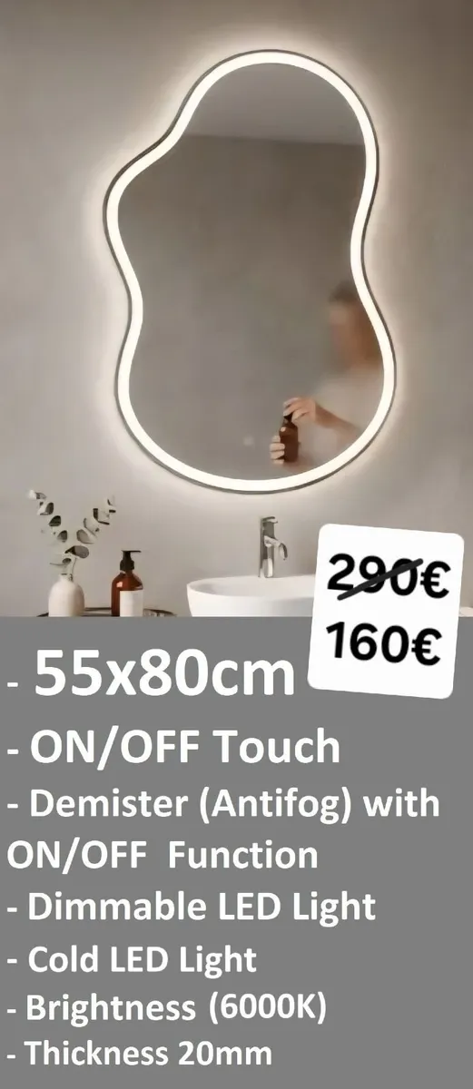 LED Bathroom Mirror Antifog Fog Free Ensuite - Image 1