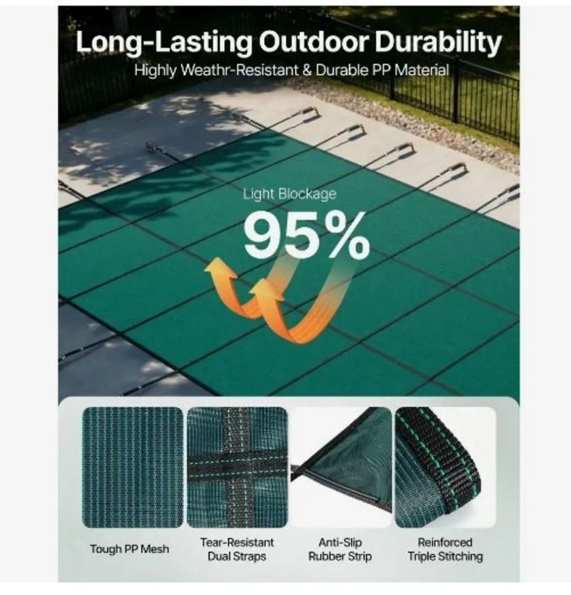 Swimming Pool Cover 4.9x9.8 m /16x32FT - Image 4