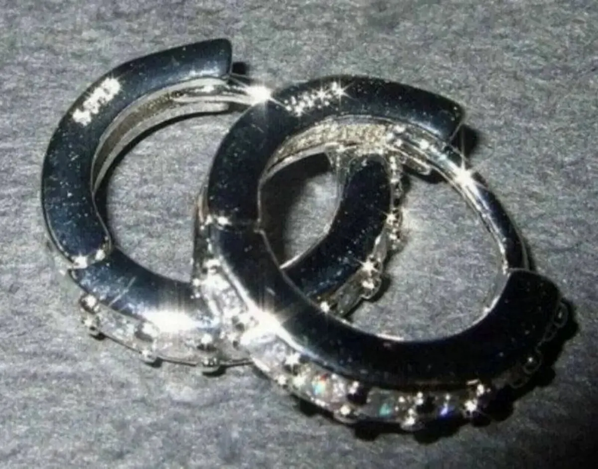 Hallmarked Silver 'Huggie' Earrings - Image 2