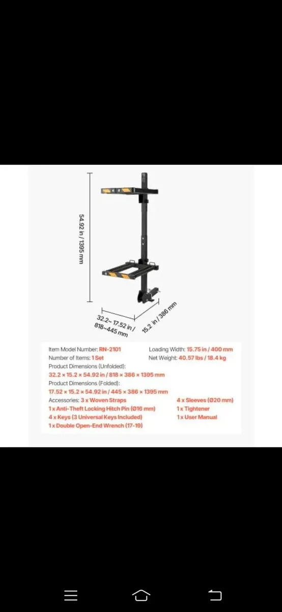 Folding Hitch Mounted Ski & Snowboard Rack, Fits 5 - Image 3