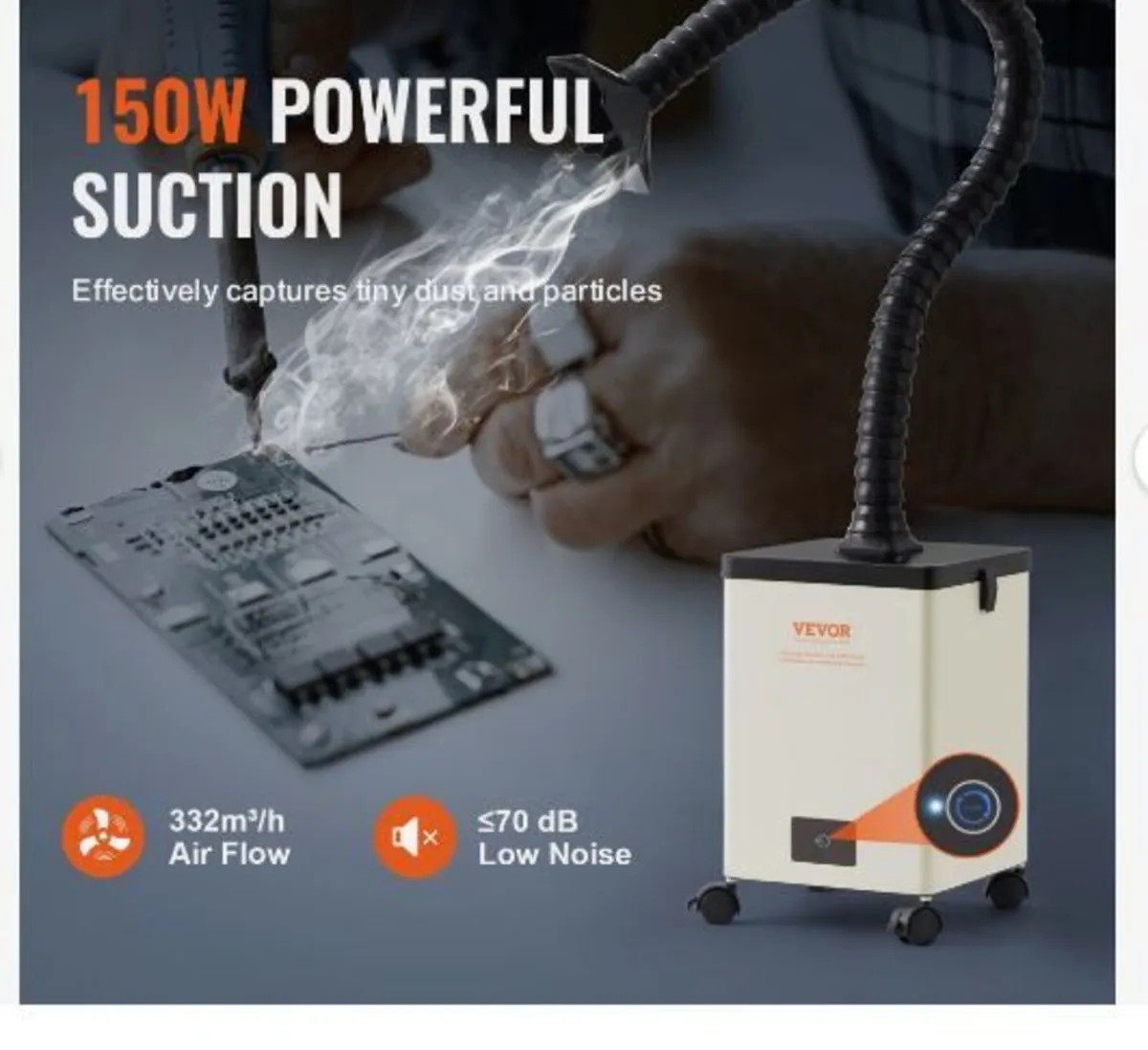 150W Soldering Fume Smoke Extractor 3-Stage - Image 2