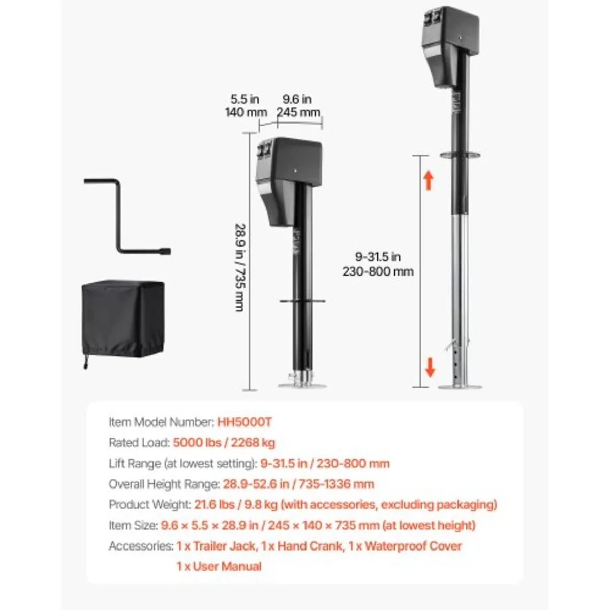 Electric Trailer Jack, 2268 kg Capacity, Electric - Image 2