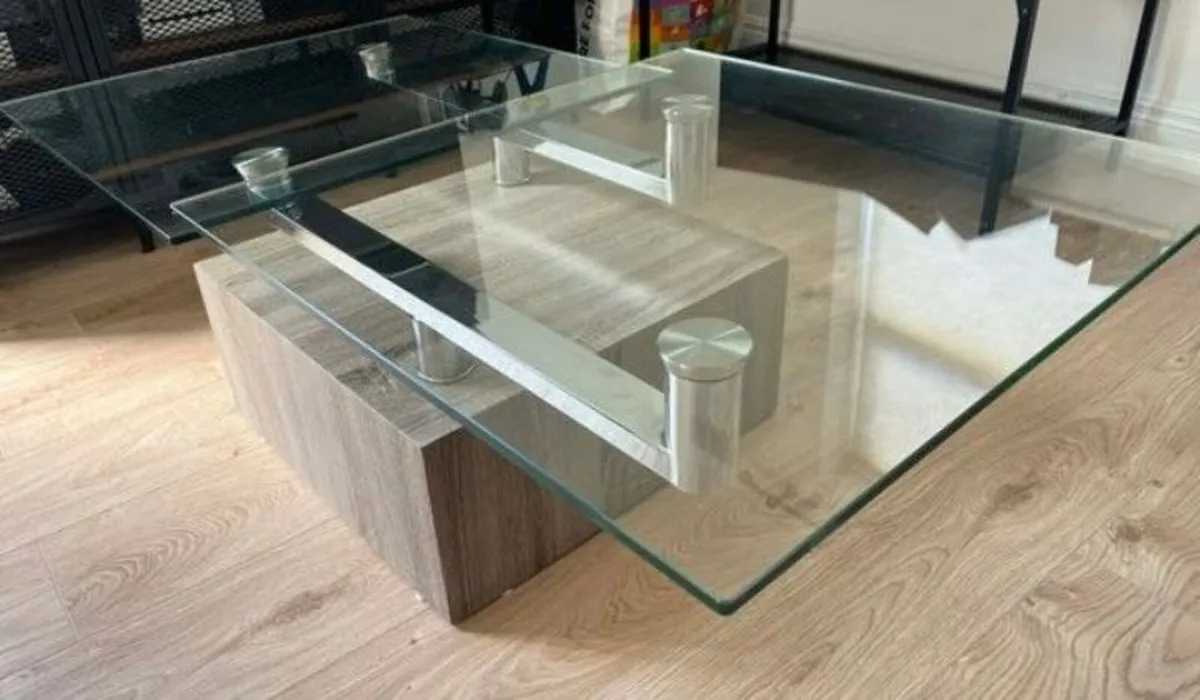 Luxury Modern Swivel Glass Top Table - Image 2