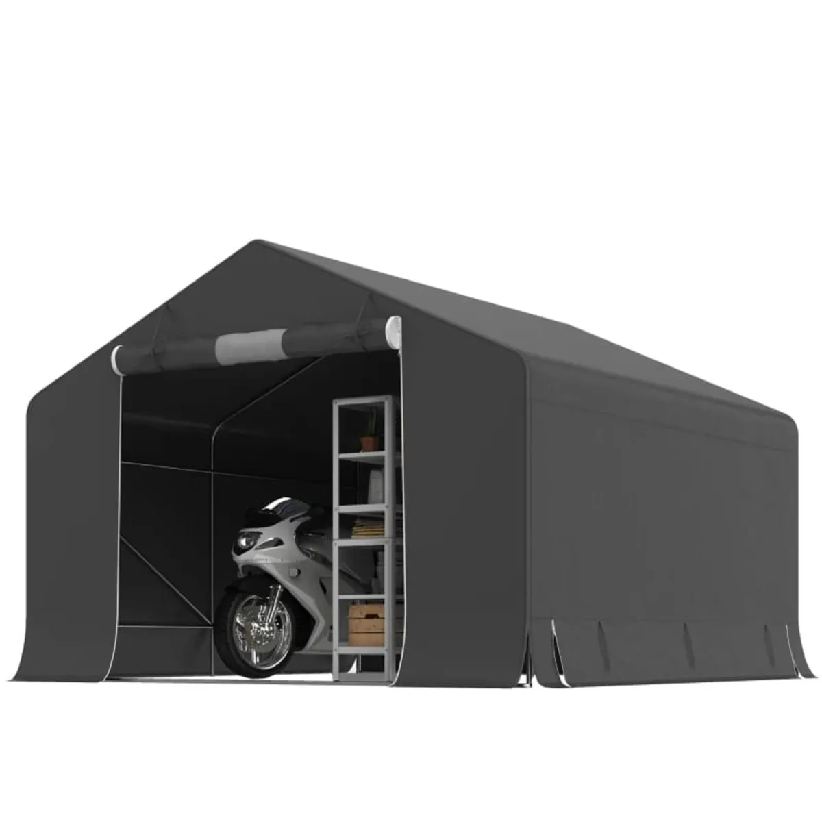 Portable garden shed, bike tent, roll-up zip door, - Image 1
