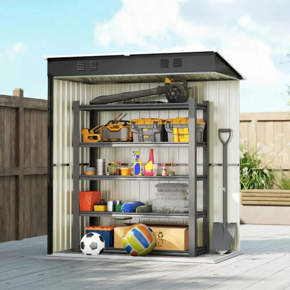 Outdoor Garden Shed 1.37 m² 163x90x179 cm with Lat - Image 4