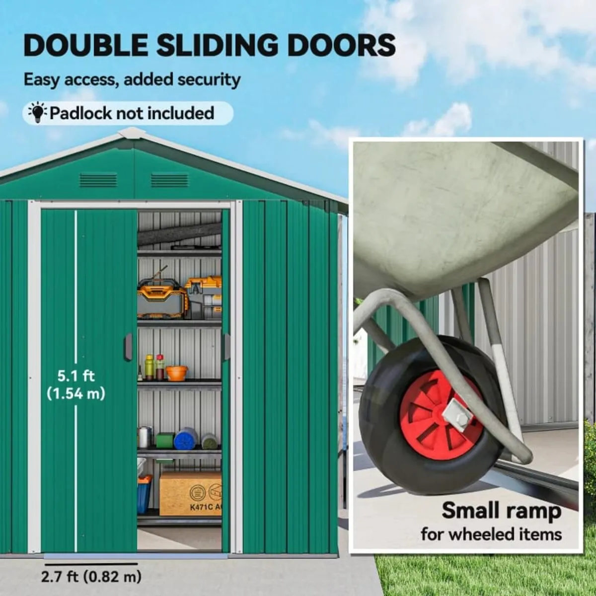 6.5ft x 3.5ft Garden Storage Shed, Large Metal She - Image 4