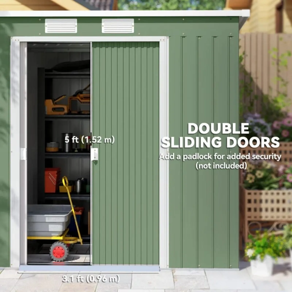 7 x 4ft Lean to Garden Metal Storage Shed w/ Found - Image 4