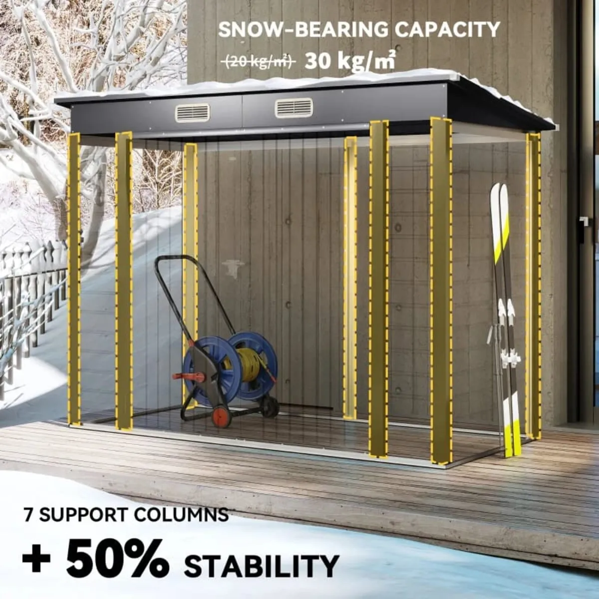 3.7 x 7.9ft Galvanised Steel Shed, with Latched Do - Image 4