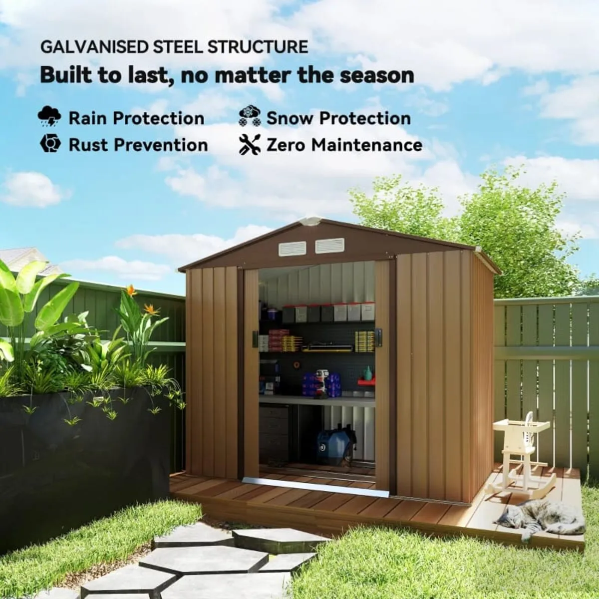 Outdoor Storage Shed, 7ft x 4ft, Large Patio Roofe - Image 3