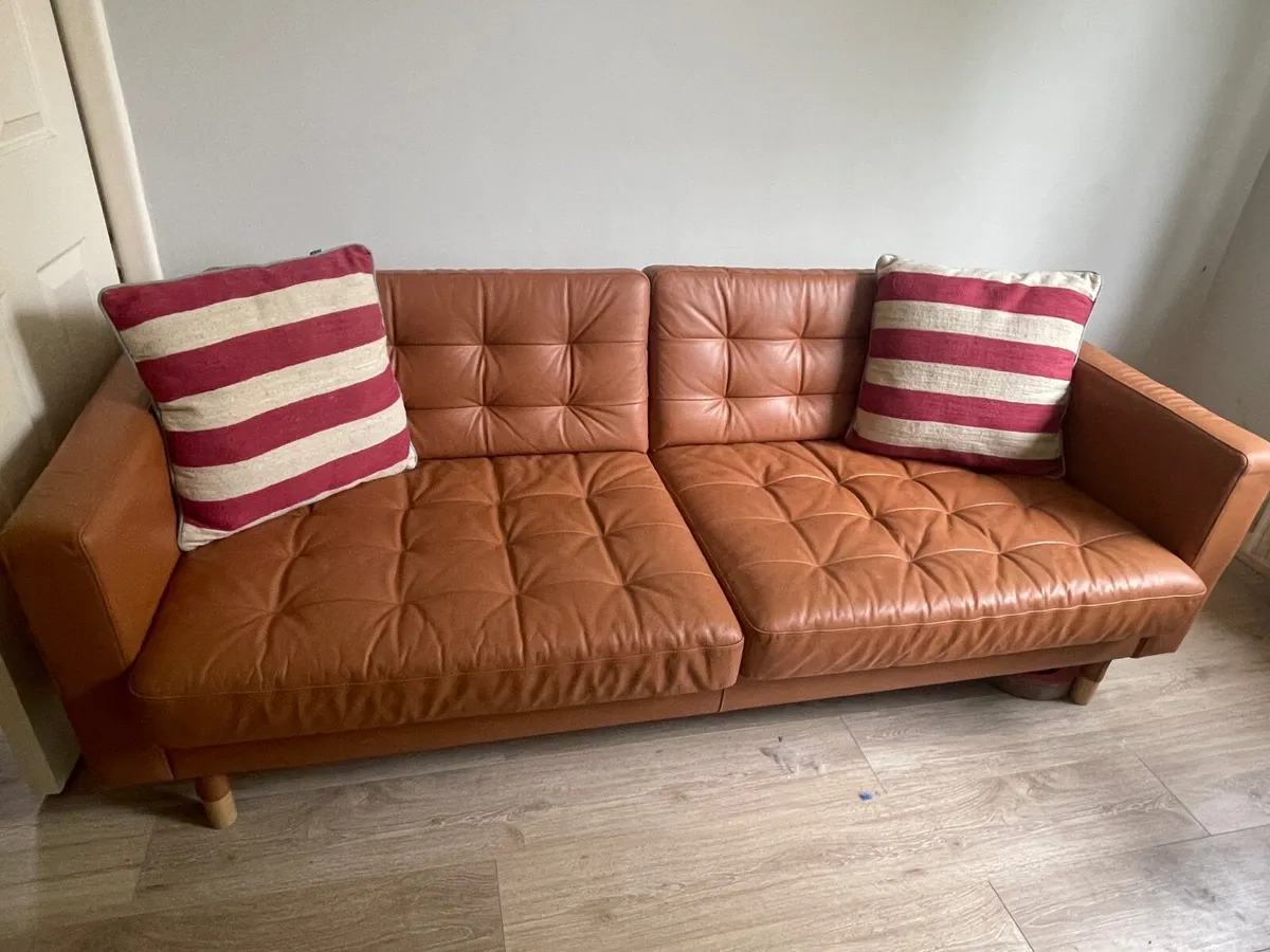 Ikea 3  Seater Leather Sofa - Image 2