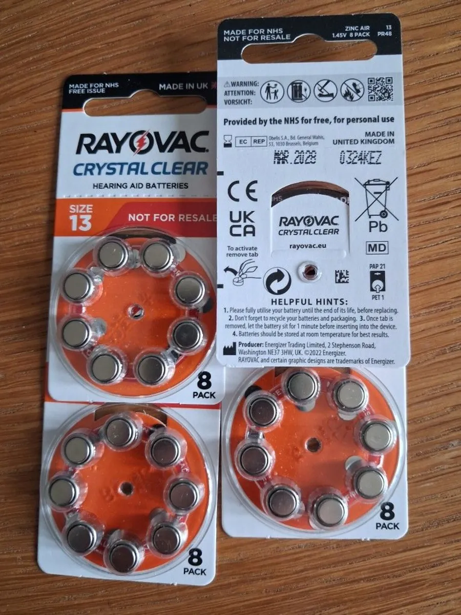 Batteries for hearing aid