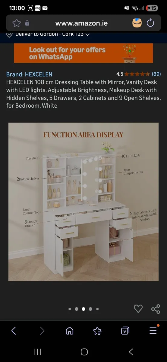NEW Kids Vanity Unit Dressing Table with lights - Image 2