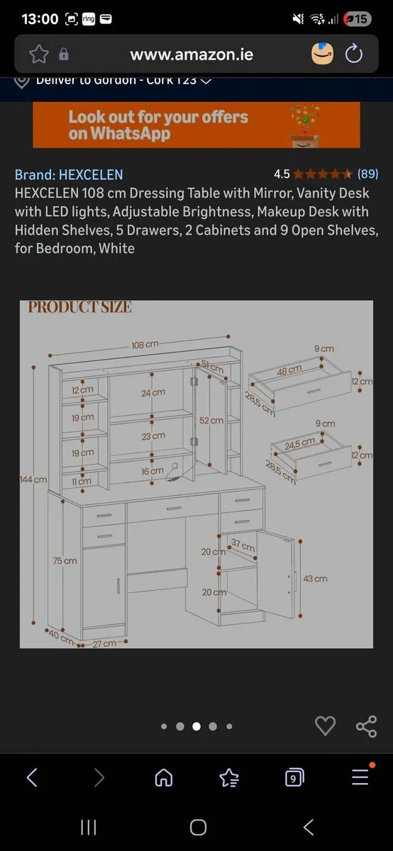 NEW Kids Vanity Unit Dressing Table with lights - Image 3