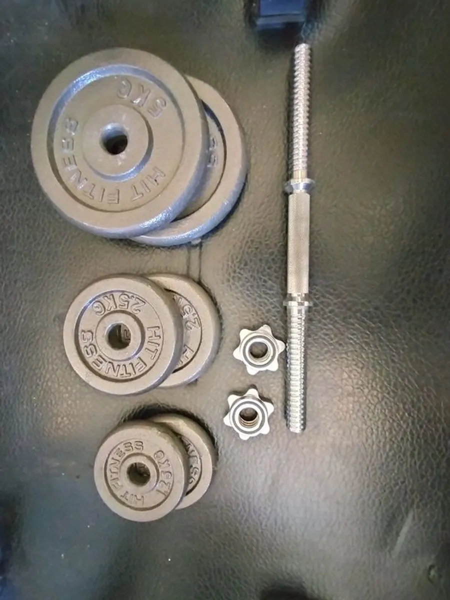 Full Home Gym Set Olympic Barbell, Bench, Stands, Power Tower, Plates Etc. - Image 2