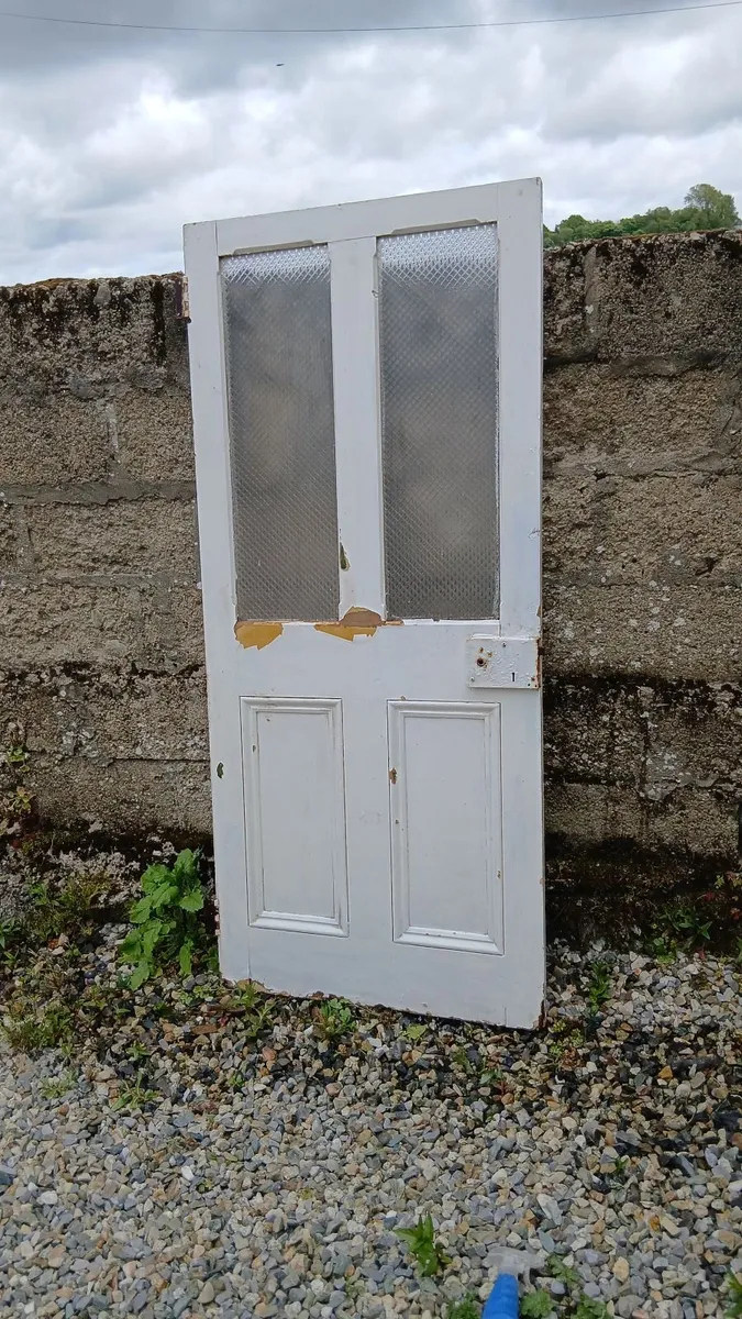 Old 1890s origionsl glazed old pine internal door - Image 3