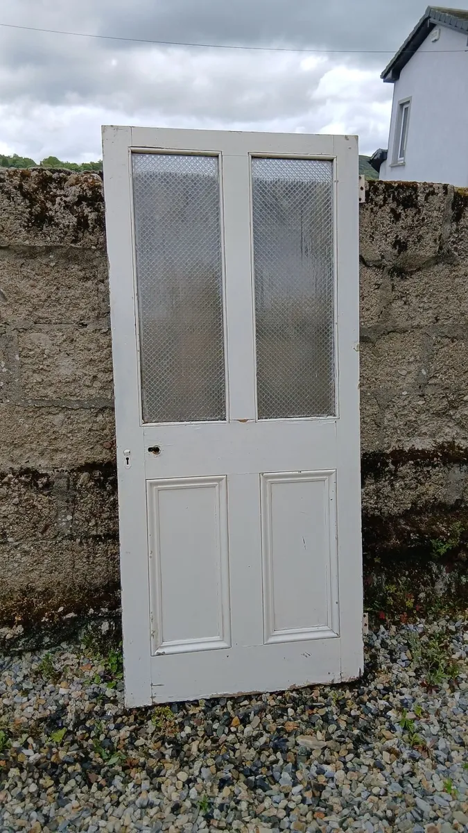 Old 1890s origionsl glazed old pine internal door - Image 1