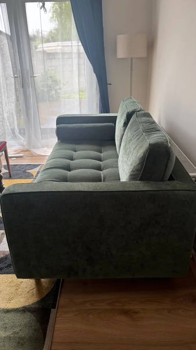 Green fabric 2-seater sofa - Image 2