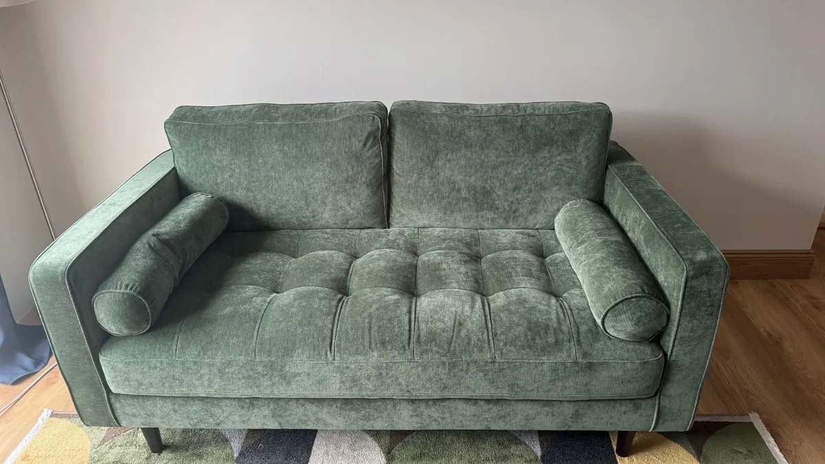 Green fabric 2-seater sofa - Image 3