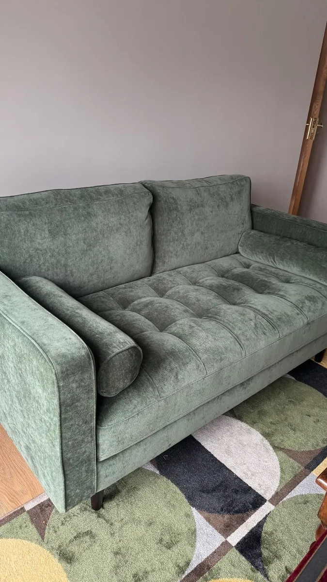 Green fabric 2-seater sofa - Image 4