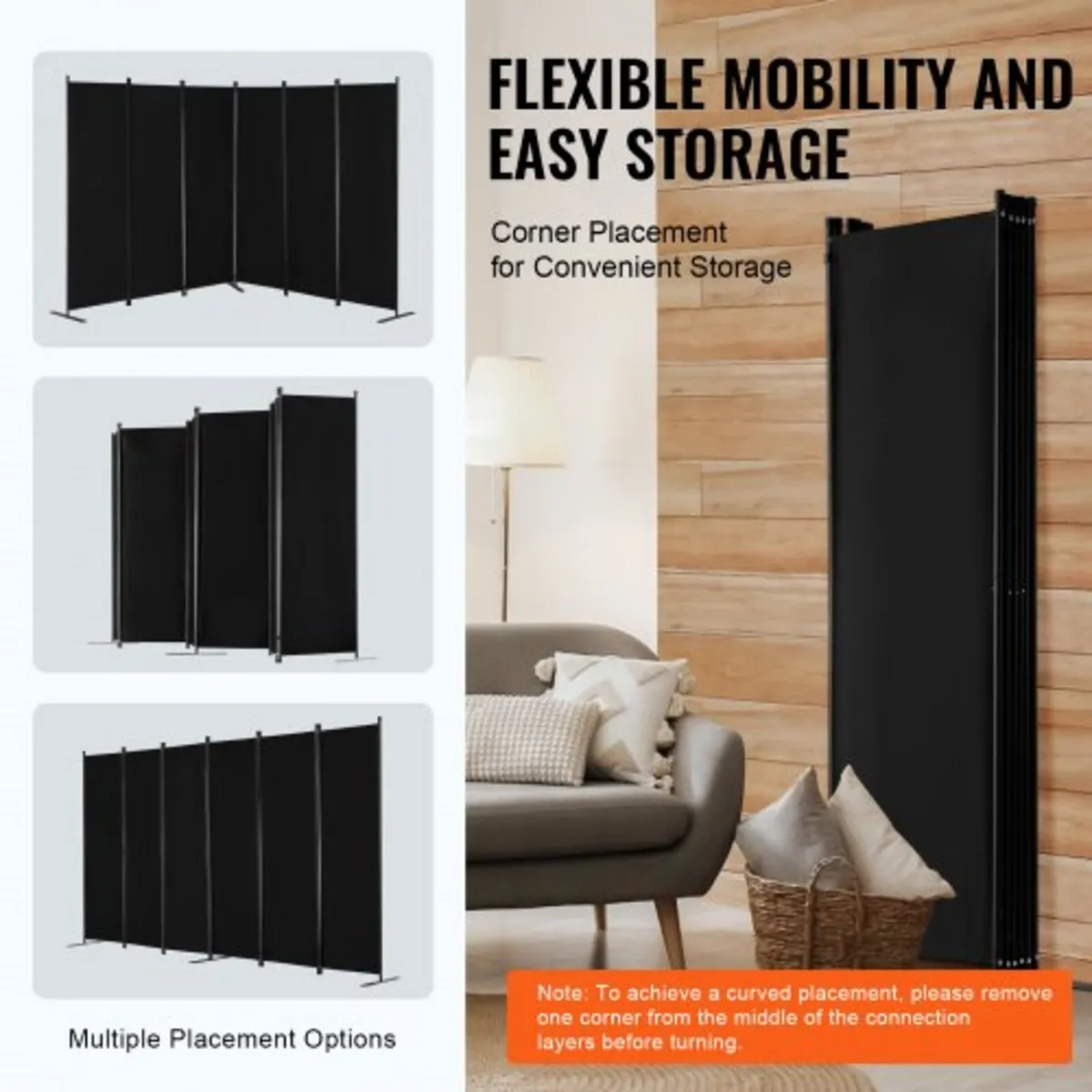 Room Divider, 6 Panels Room Divider, Folding Priva - Image 2