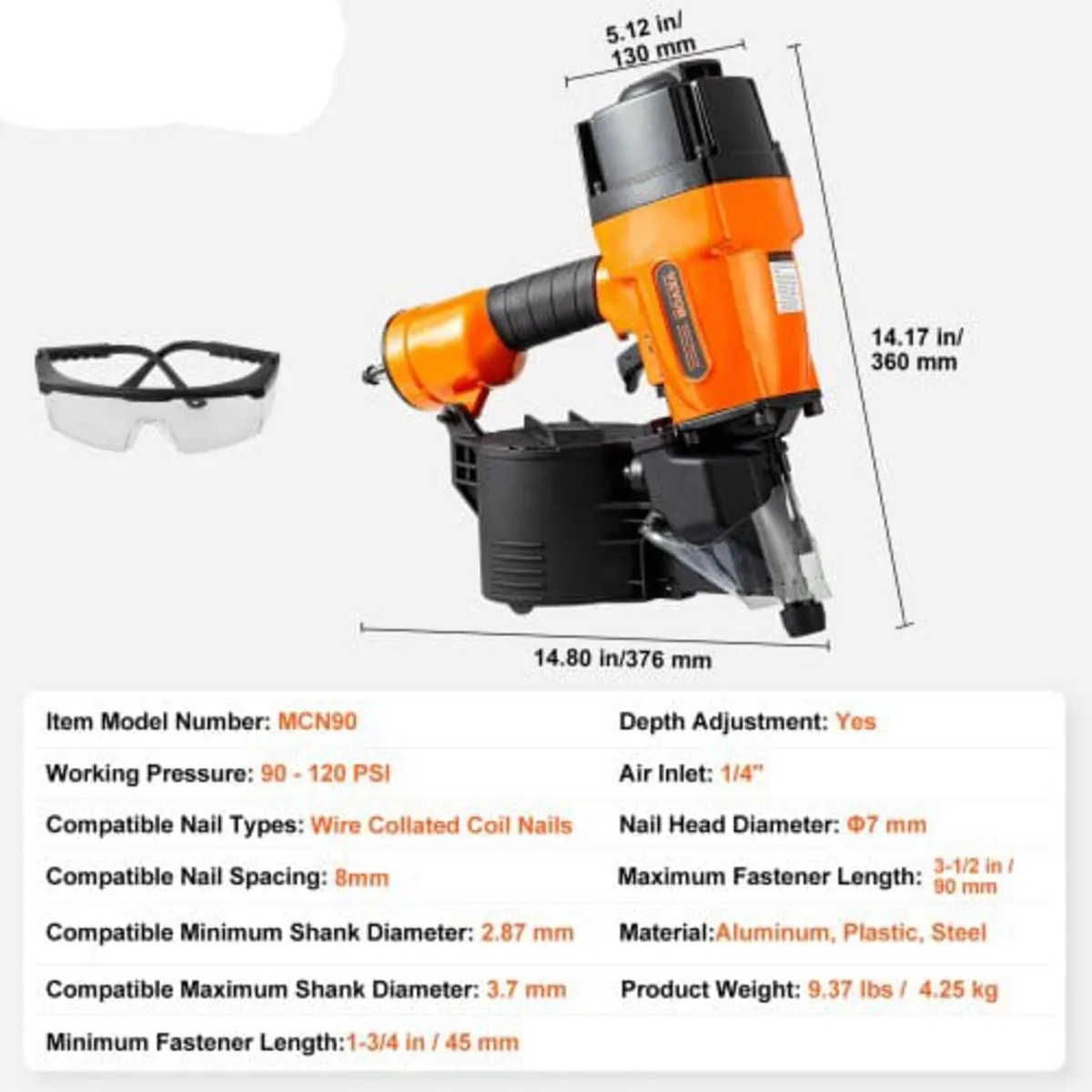 MCN90 Coil Framing Nailer 44.45 mm to 88.9 mm 15 D - Image 4