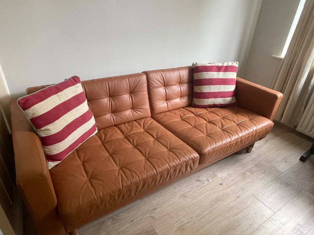 Ikea 3  Seater Leather Sofa - Image 1