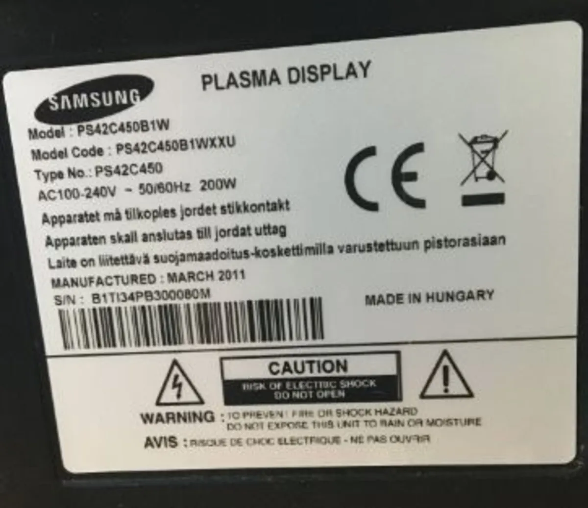 SAMSUNG 42 HD PLASMA TV & DVD Plyr - Image 3